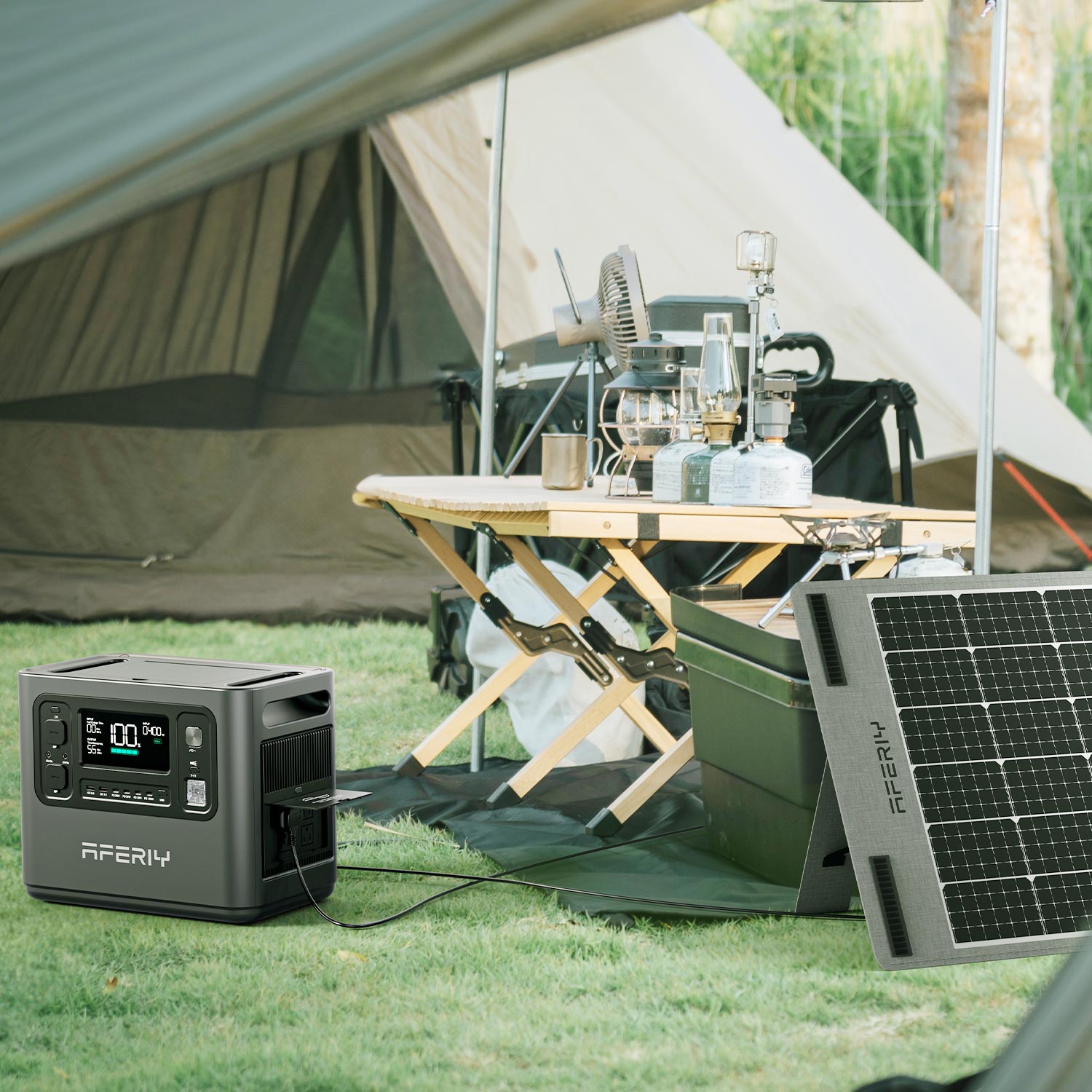 US Direct] Aferiy P210 2400W 2048Wh Portable Power Station LiFePO4 Solar  Generator + 2* S200 200W Solar Panel UPS Pure Sine Wave Camping RV Home  Emergency Portable Generator UK Plug Sale 